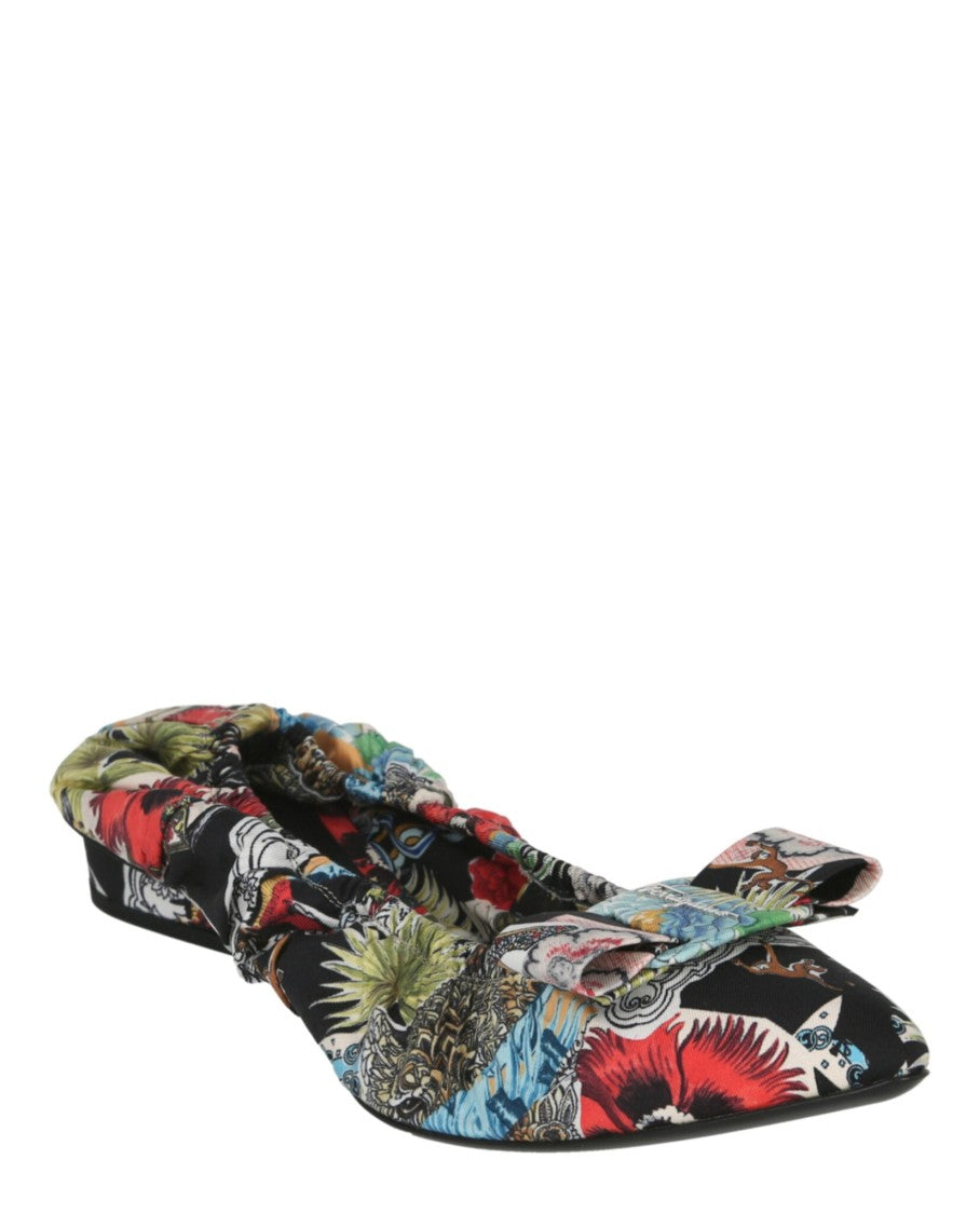 Ferragamo Viva Ruff Printed Ballet Flats