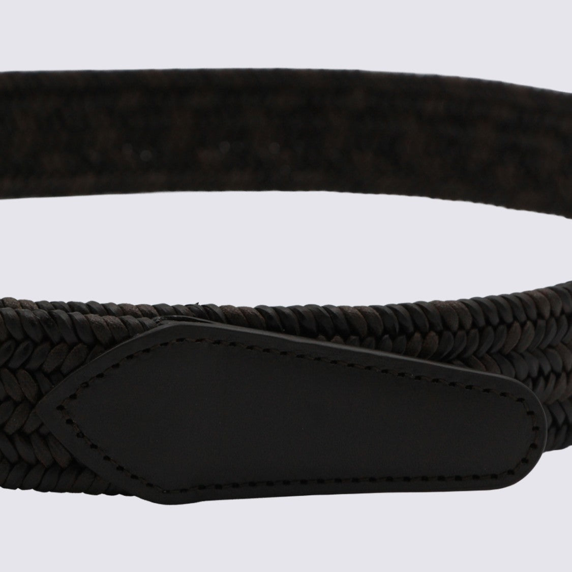 Canali Braided Textured Belt With Silver-Toned Buckle