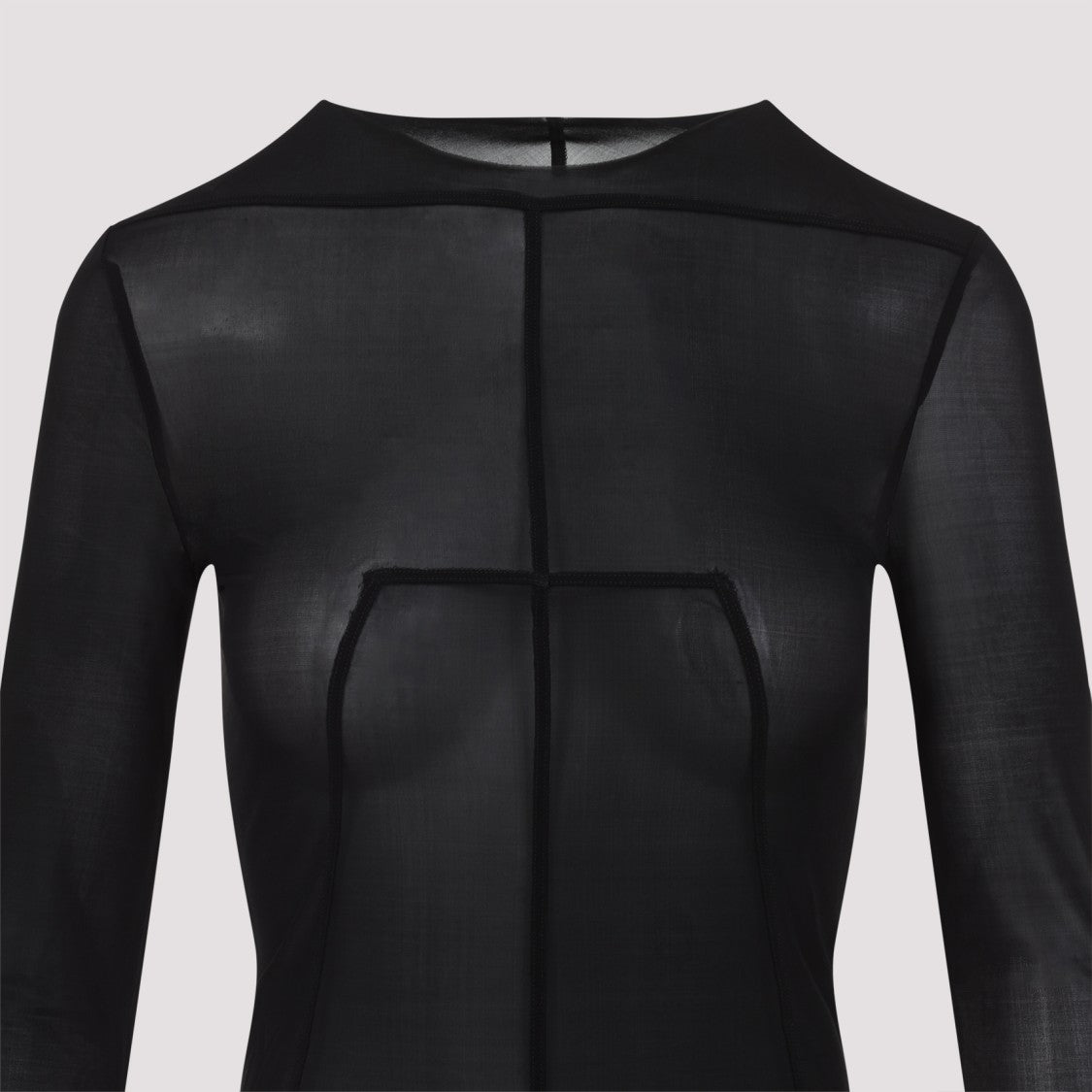 Rick Owens Fitted High Neck Top In Luxurious Cupro-Elastane Blend