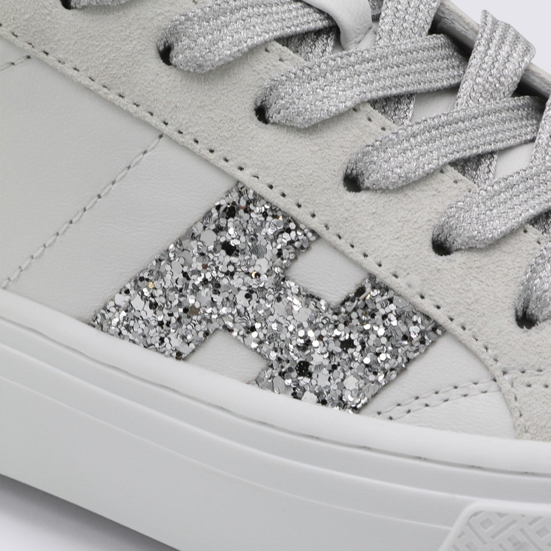Hogan White And Black Leather Sneakers