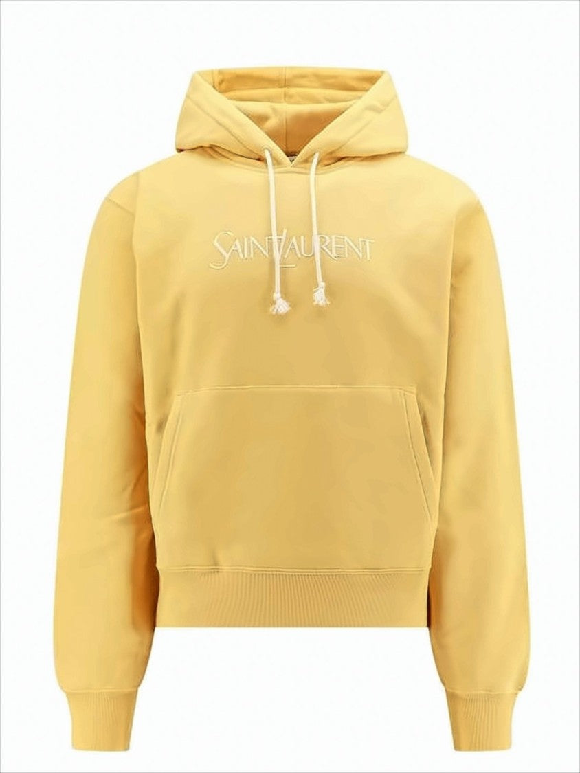 Saint Laurent Relaxed Fit Organic Cotton Hoodie With Bold Logo