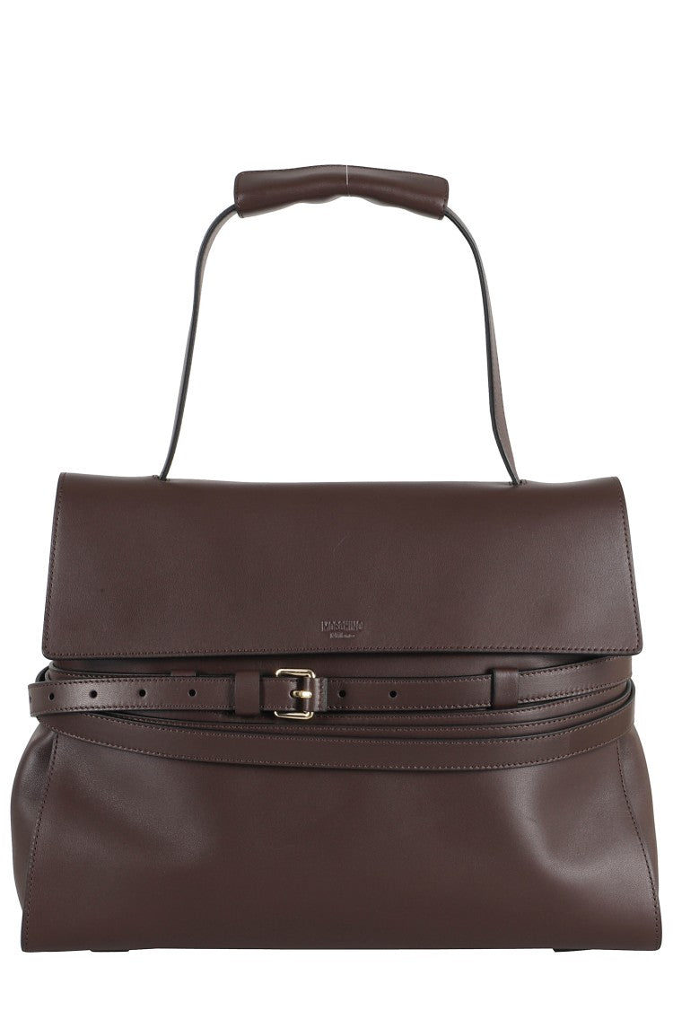 Moschino Chocolate Brown Leather Shoulder Bag