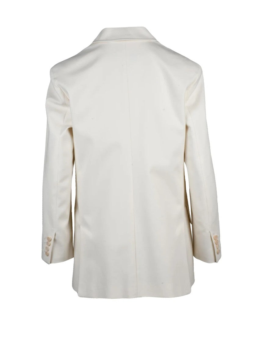 Max Mara White Stretch Cotton Double-Breasted Suez Jacket