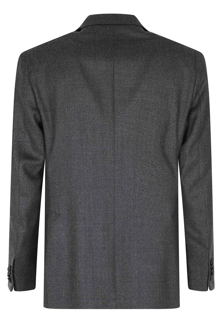 Tagliatore Gray Double-Breasted Textured Wool-Blend Blazer