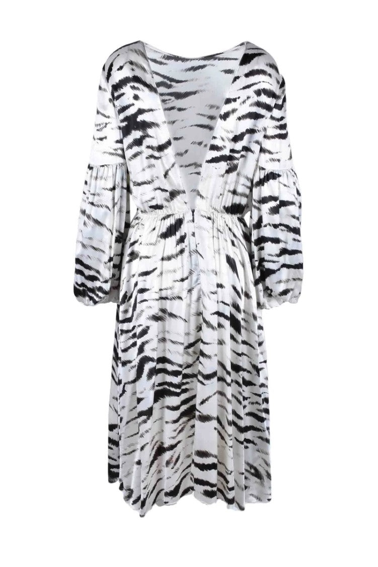 Aglini Long Silk Dress - White/Black