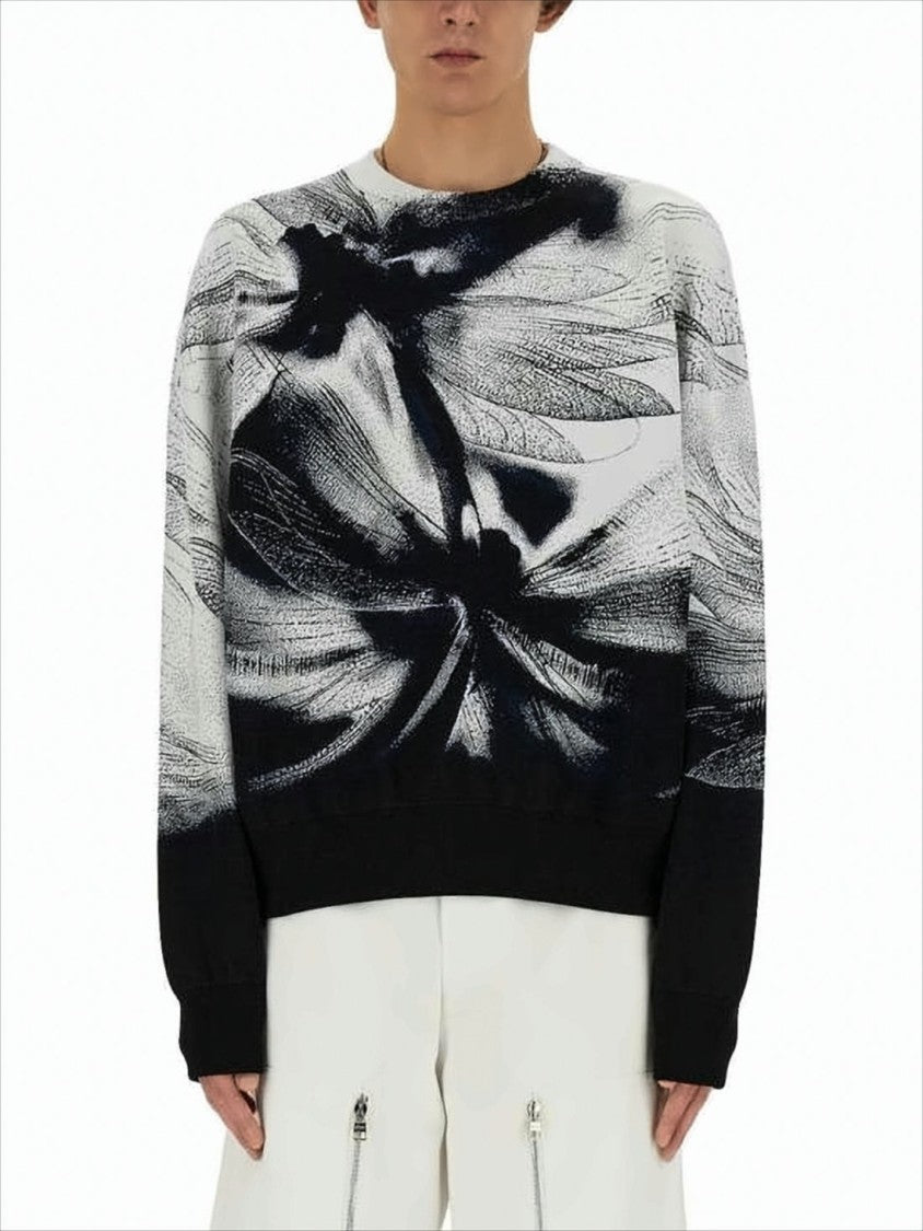 Alexander Mcqueen Monochrome Abstract Dragonfly Motif Sweater
