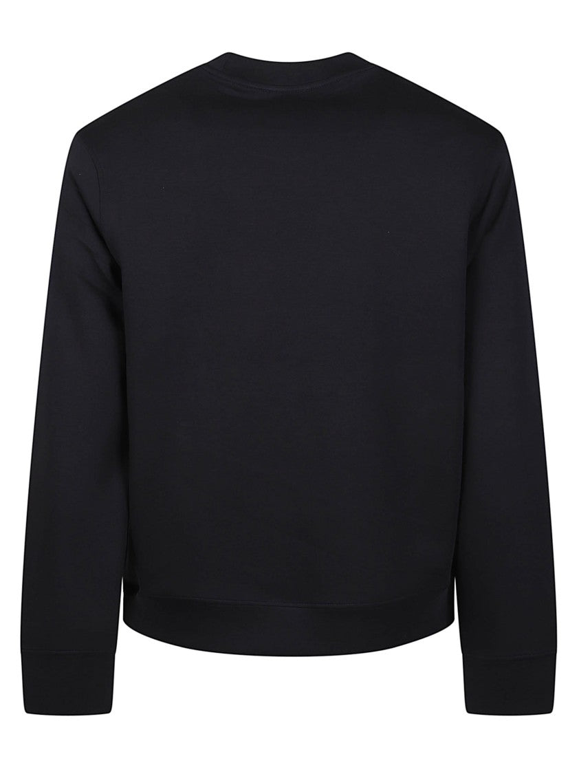 Emporio Armani Black Signature Logo Ribbed Cotton-Blend Sweatshirt