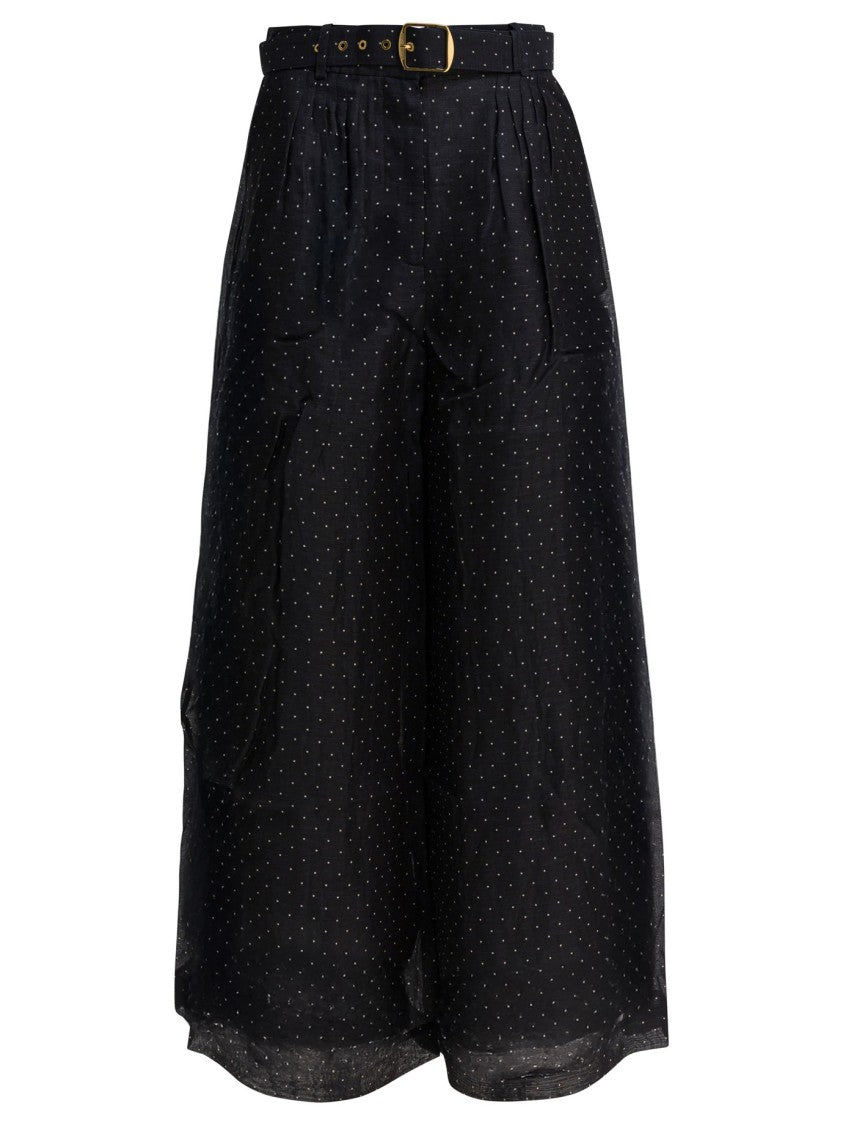 Zimmermann Fluid Wide-Cut Black Pants
