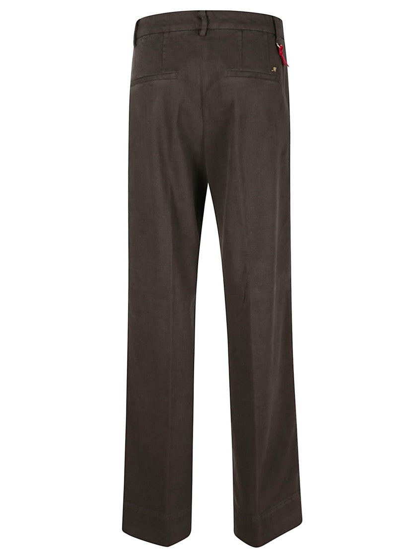 Mason's Straight-Leg Brown Trousers With Mid-Rise Waist