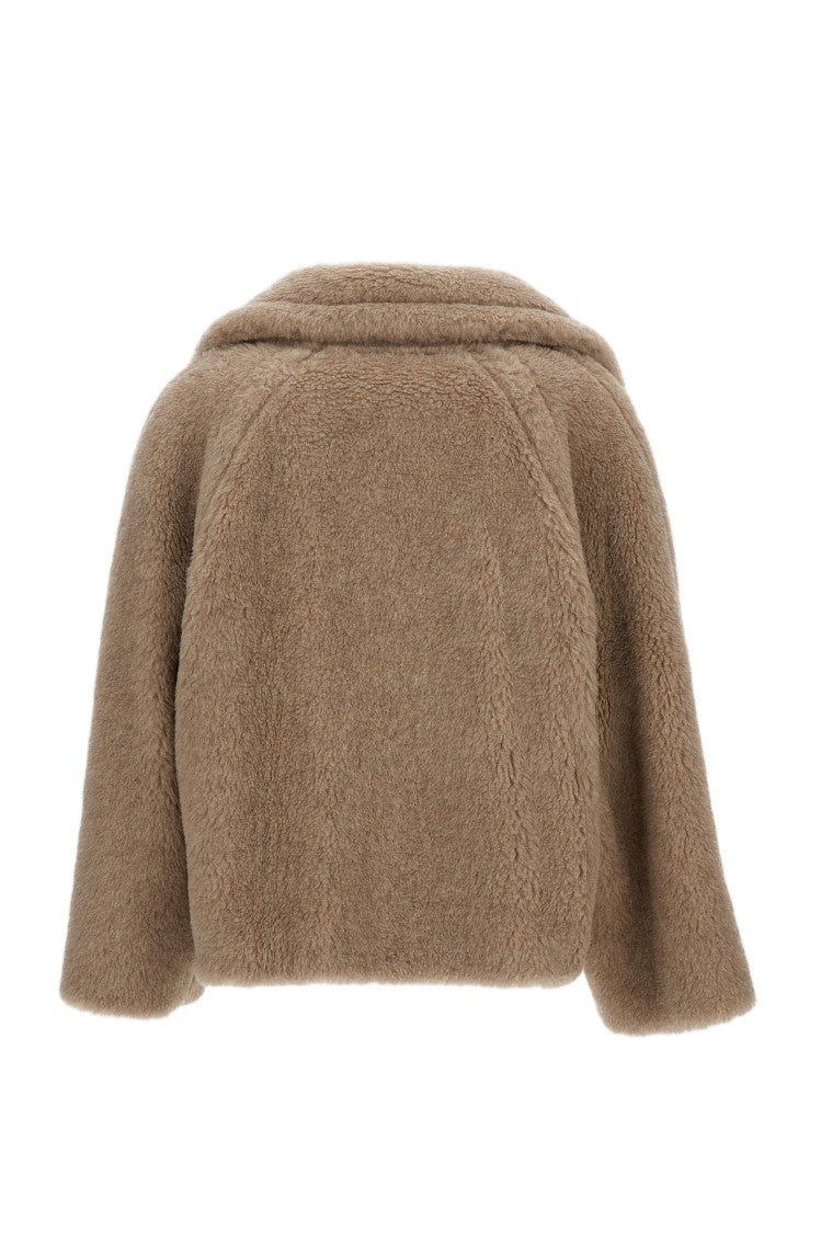 Max Mara Plush Double-Breasted Fur Coat With V-Neck