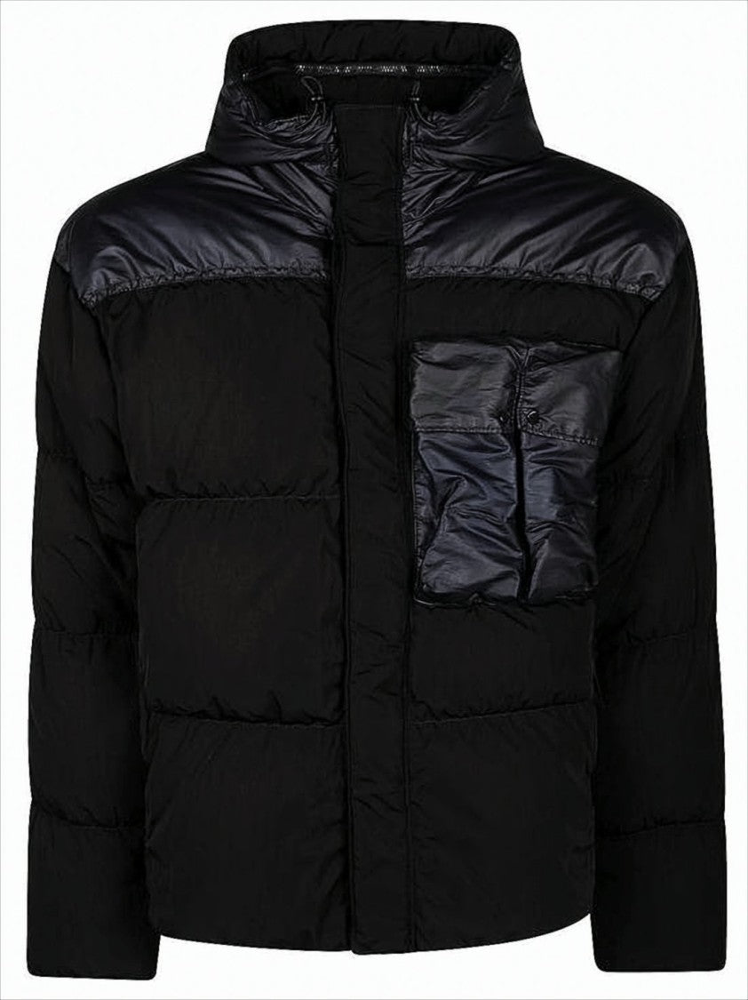C.P. Company Boxy Padded Jacket With High Collar And Unique Chest Pocket