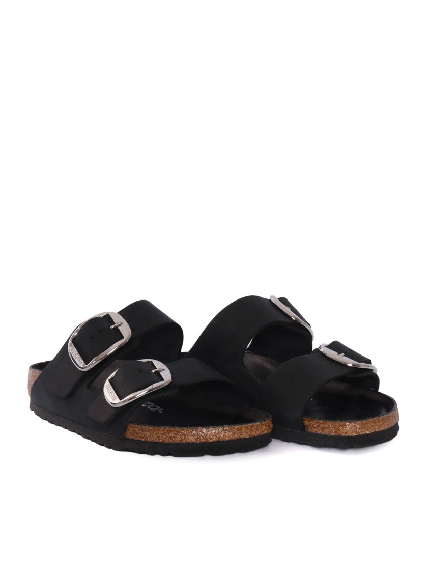 Birkenstock Black Arizona Oiled Leather Slide Sandal