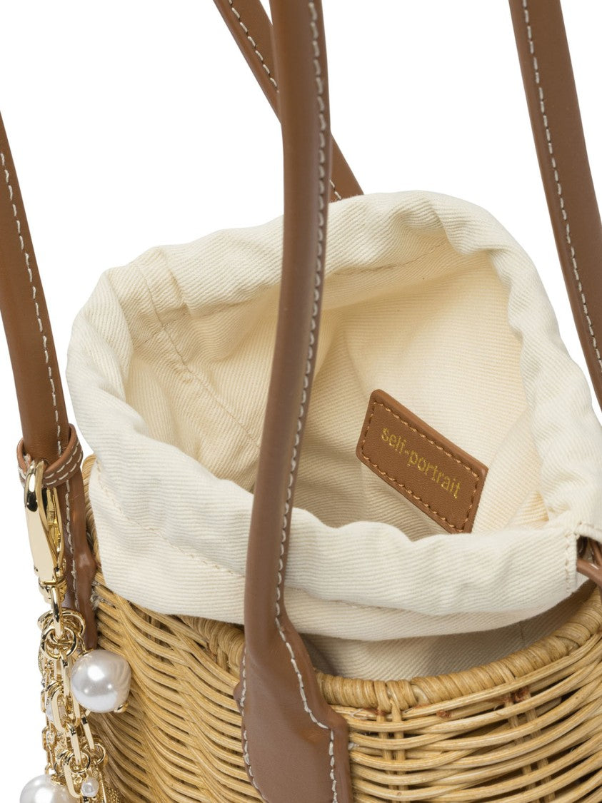 Self-Portrait Shoulder Bag With Rattan Pendant