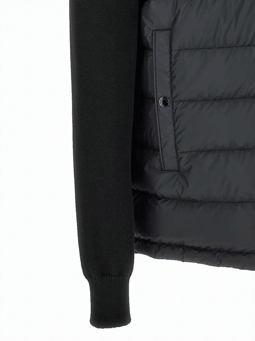 Moncler Quilted Padded Jacket With Knit Sleeves