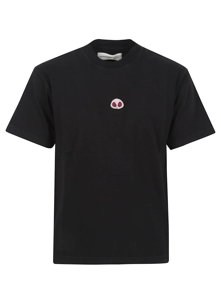 Alberto Bresci Boxy Black T-Shirt With Embroidered Detail