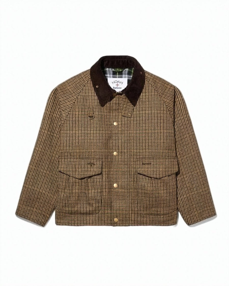 Noah Brown Checkered Jacket With Corduroy Collar