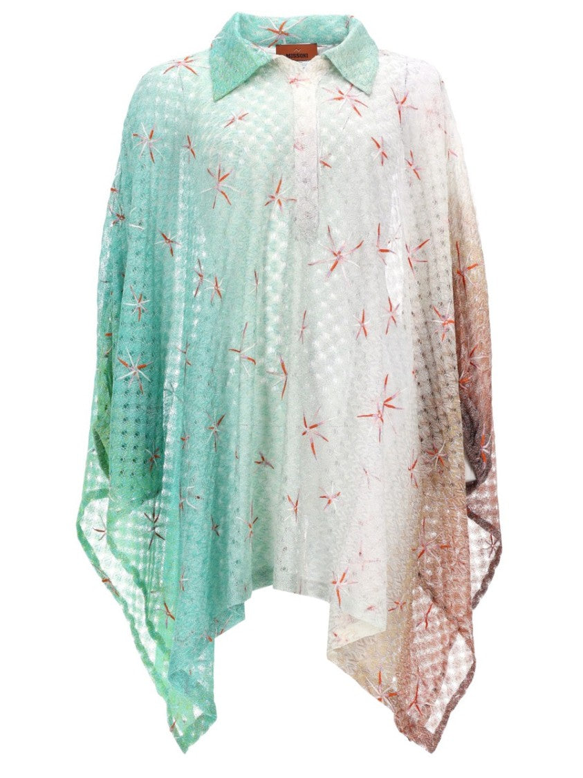 Missoni Green Viscose-Blend Poncho Scarf
