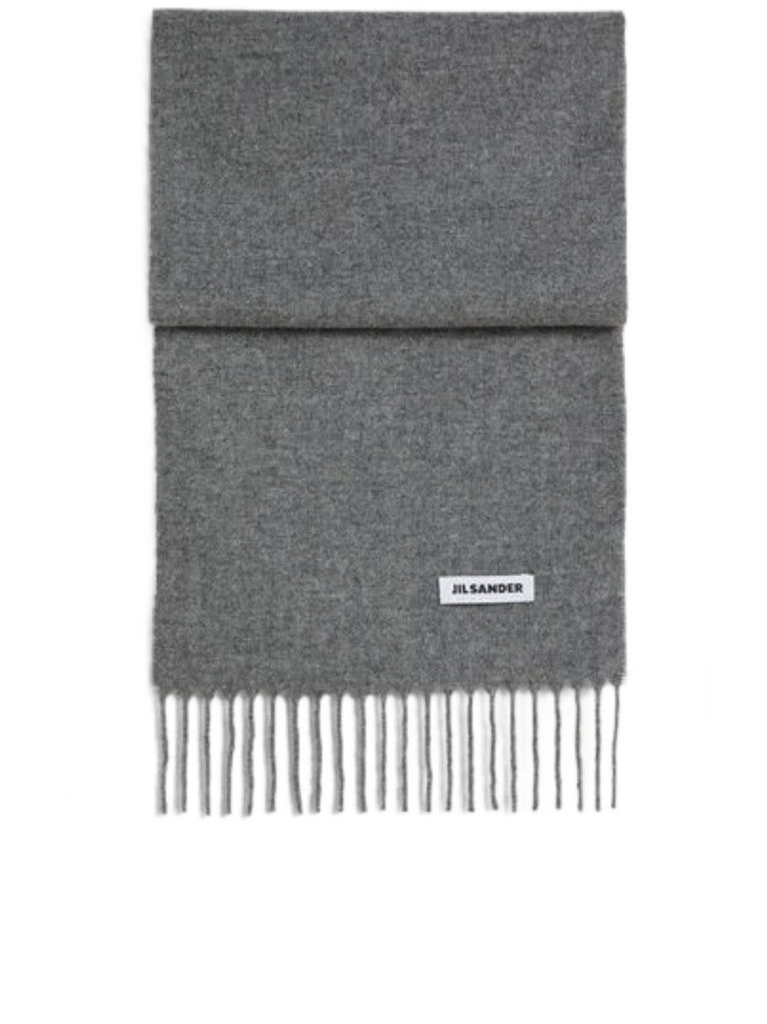 Jil Sander Medium Grey Fringed Ends Scarf