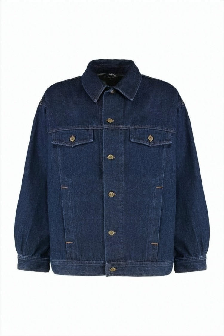 A.P.C. Cropped Denim Jacket With Classic Collar