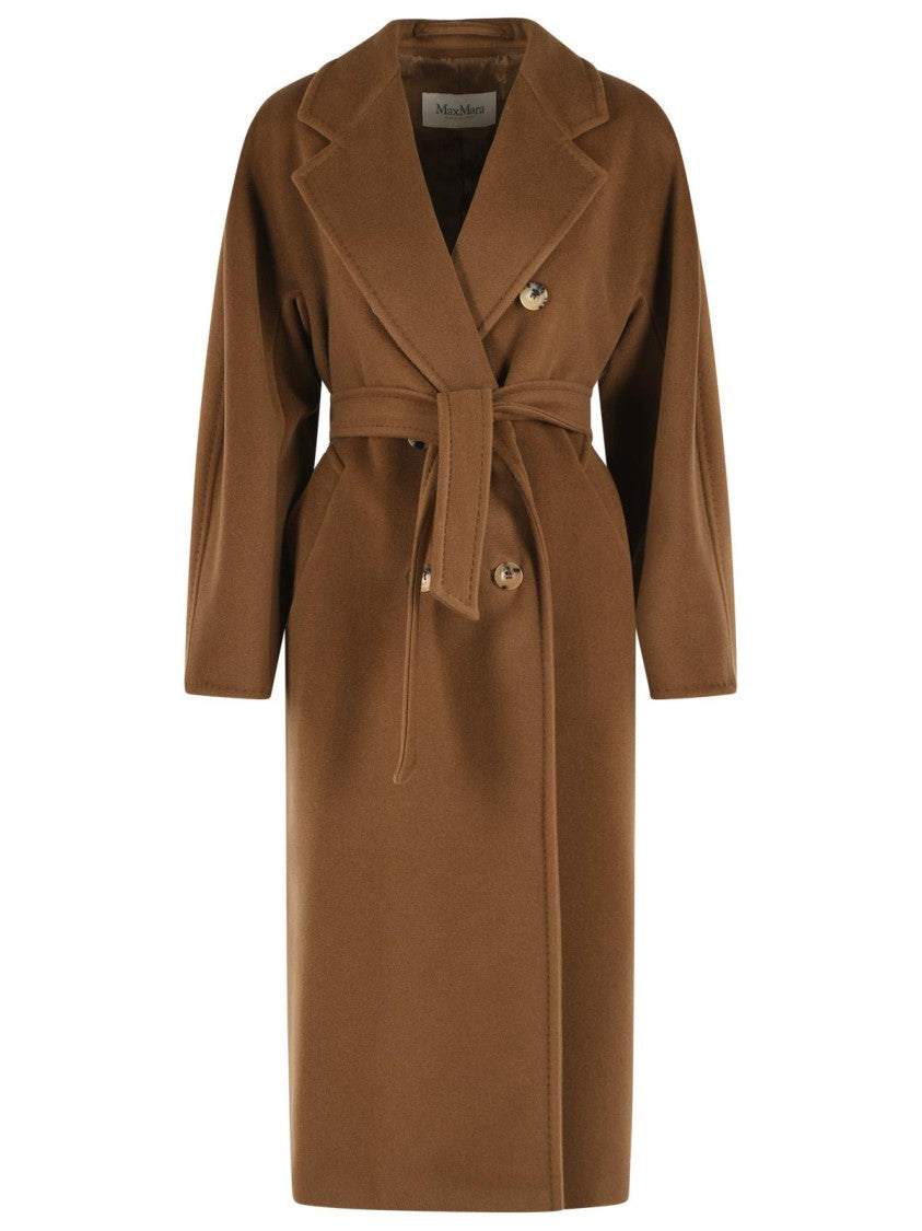 Max Mara Madame' Virgin Wool And Brown Cashmere Coat