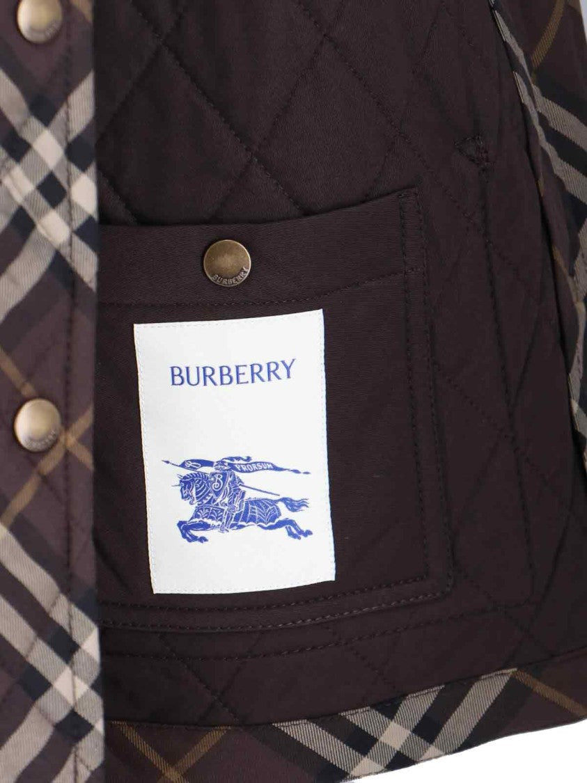 Burberry Cropped Checkered Jacket With Contrast Corduroy Collar