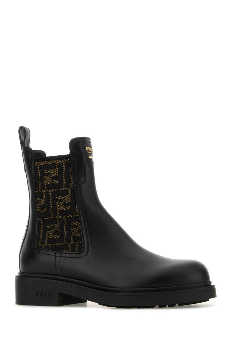 Fendi Black Leather Fendi Filo Ankle Boots