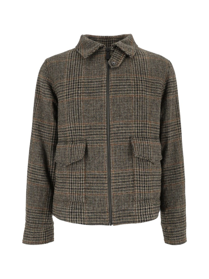 Aspesi Short Structured Jacket With Classic Checkered Pattern