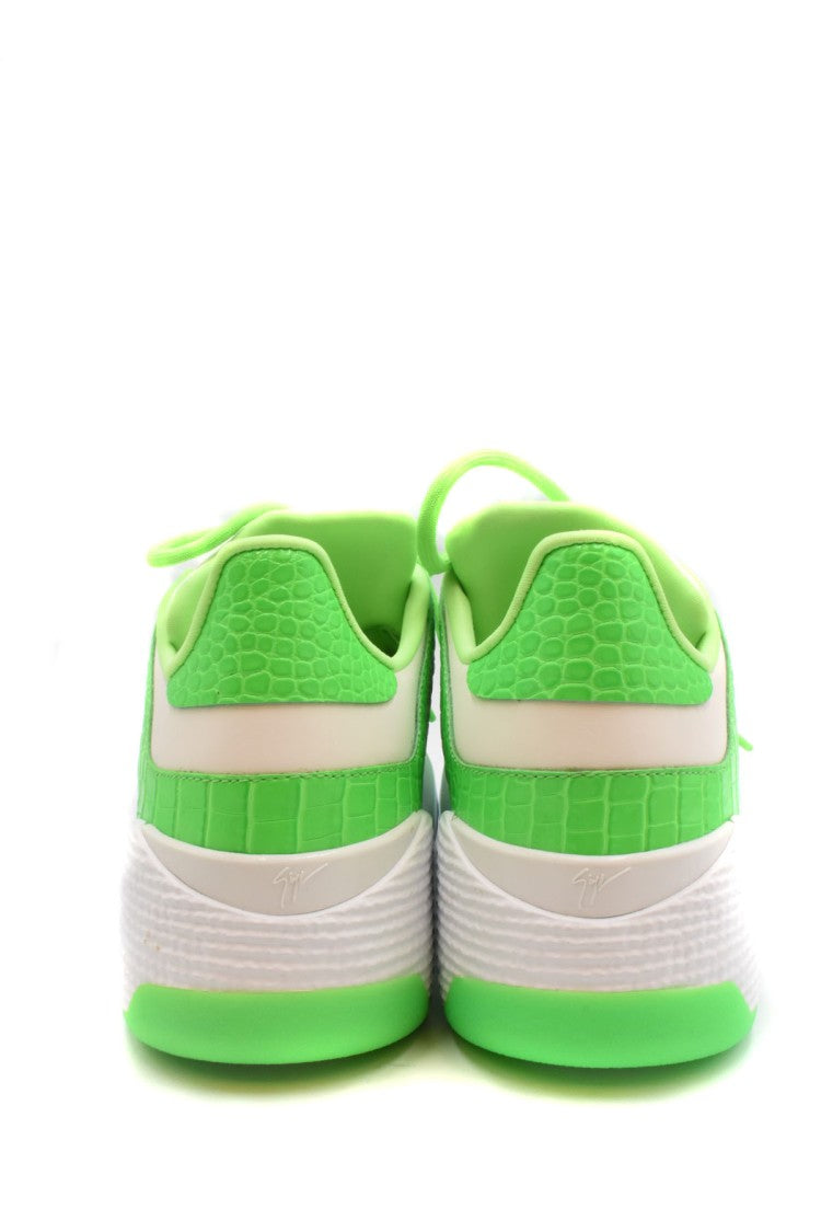 Giuseppe Zanotti Multicolor Wavy Jagged Platform Croc-Embossed Leather Sneakers