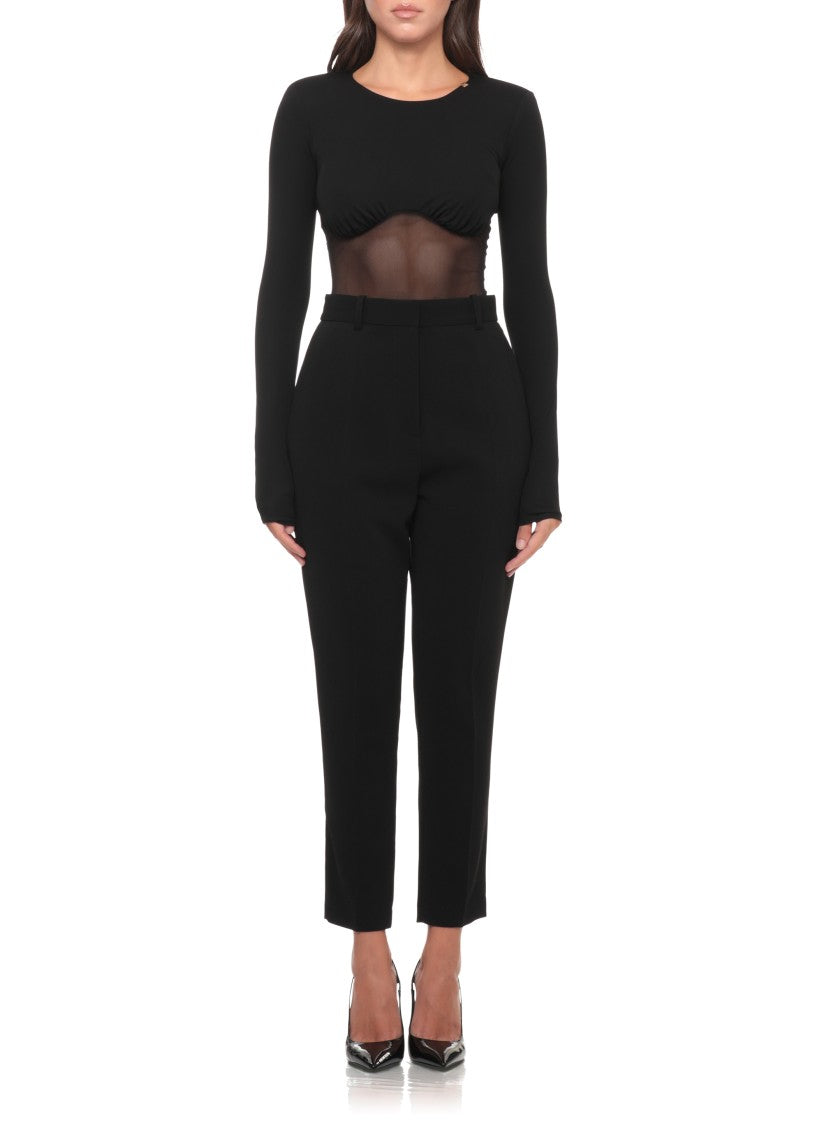 Elisabetta Franchi Black Sheer Mesh Bodysuit
