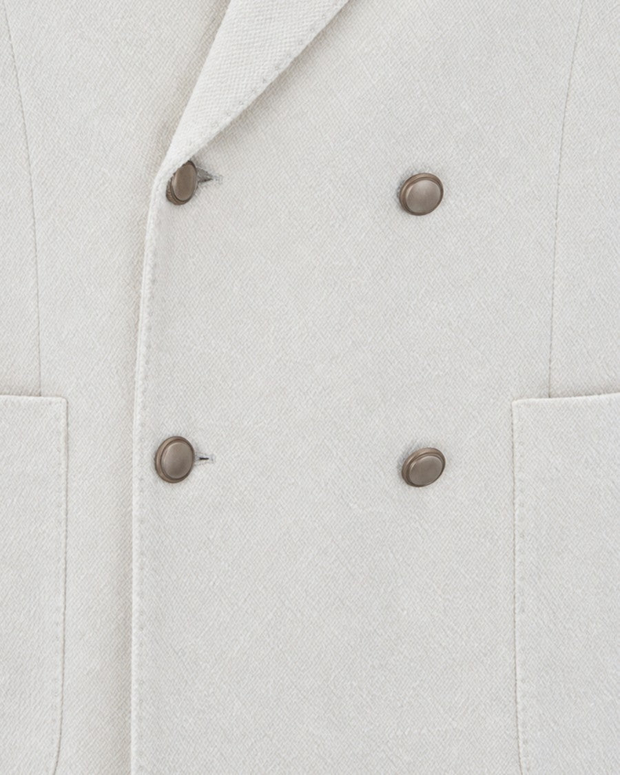 Breras Milano White Textured Double-Breasted Jacket