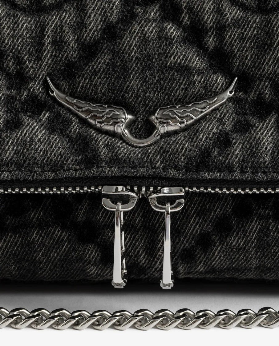Zadig & Voltaire Rocky Ii Denim Monogram Shoulder Bag