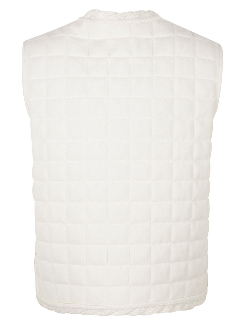 Fabiana Filippi Quilted Sleeveless Coat With Braided Trim And Gold Clasps