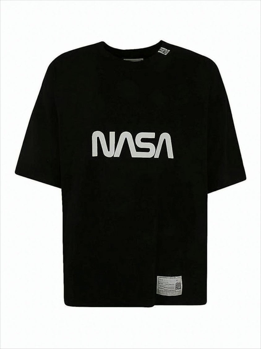 Maison Mihara Yasuhiro Relaxed Fit Black T-Shirt With Bold Nasa Graphic And Lo-Fi Vision Text