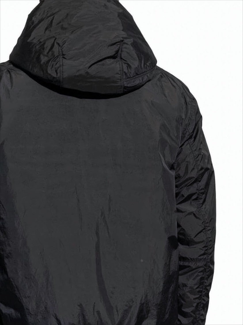 Stone Island Crinkled Nylon Down Jacket With Hood