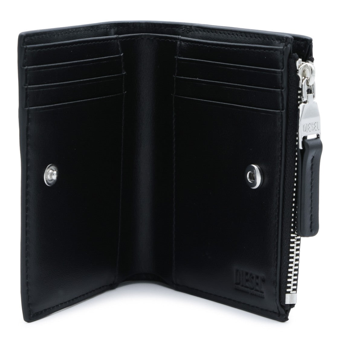 Diesel Compact Black Wallet With Metallic Logo