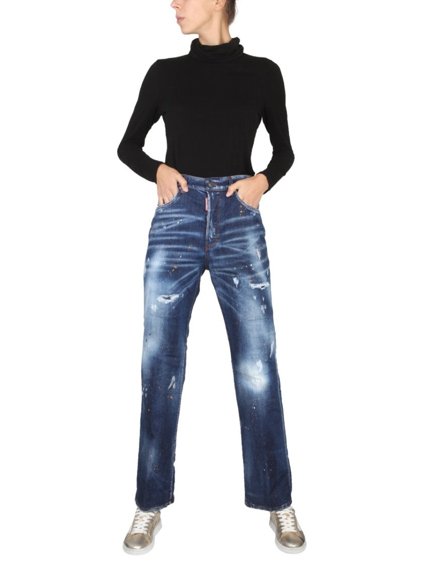 Dsquared2 Relaxed Straight-Leg Jeans With Distressed Finish