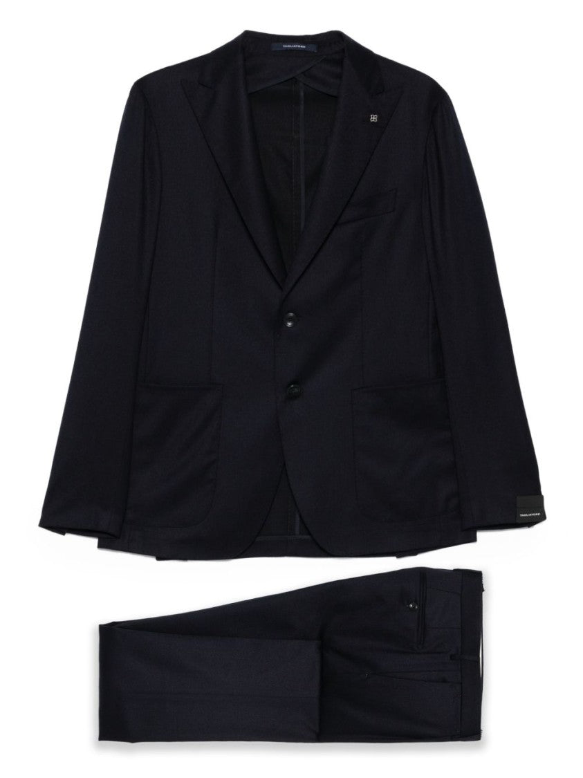 Tagliatore Tailored Blue Suit With Notch Lapel