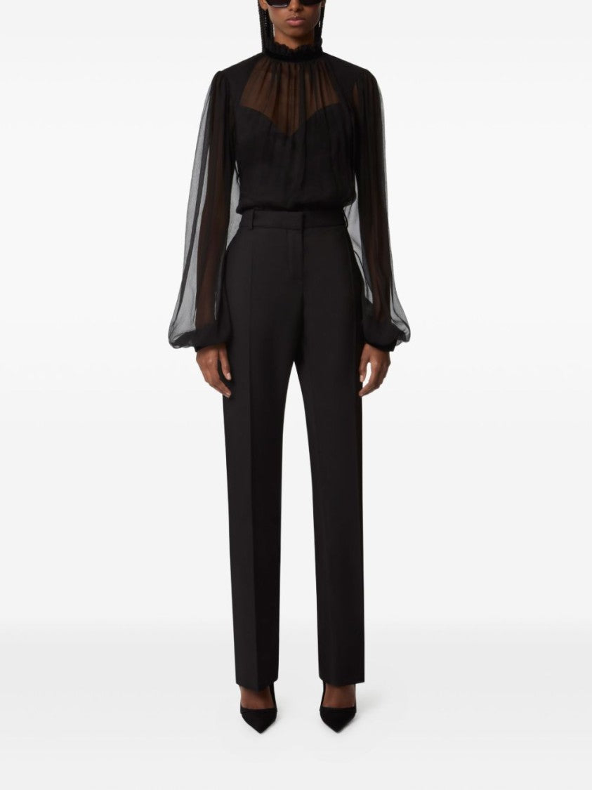 Nina Ricci Black Ruffled High Neck Top