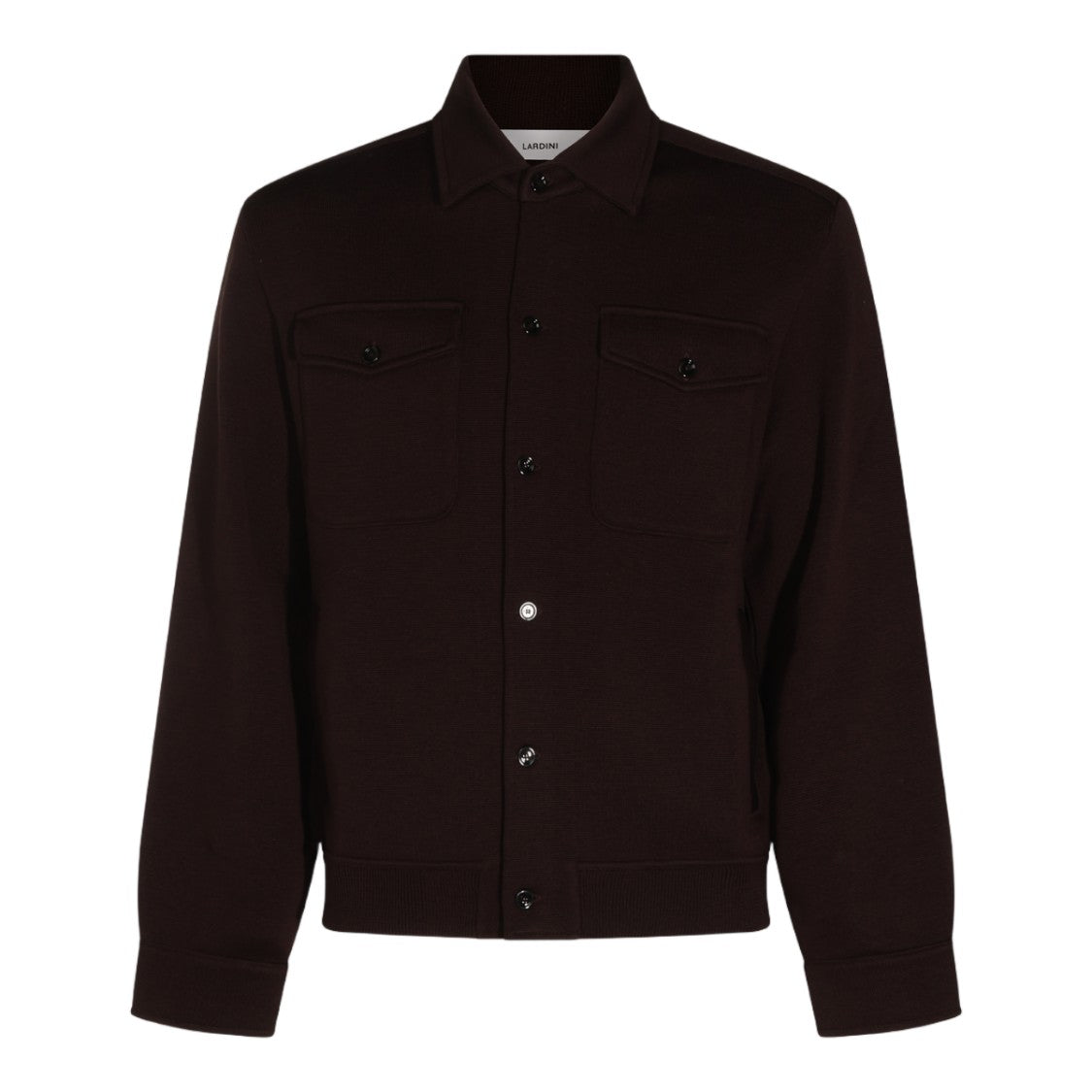 Lardini Structured Brown Jacket With Classic Collar And Textured Finish