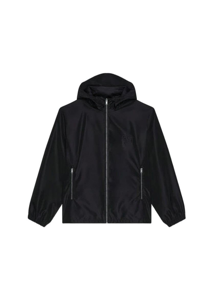 Givenchy Minimalist Black Zip-Up Jacket With Hood And Zippered Pockets
