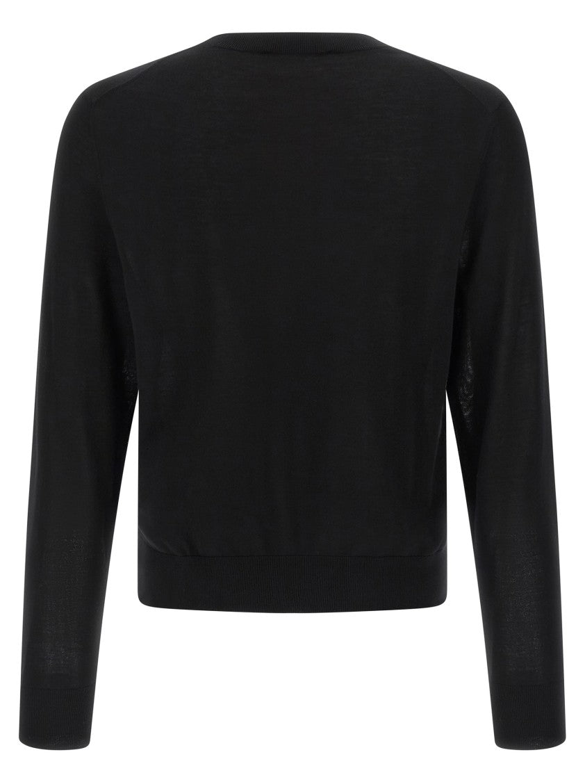 Dsquared2 Lightweight Black Wool Sweater With Tone-On-Tone Logo