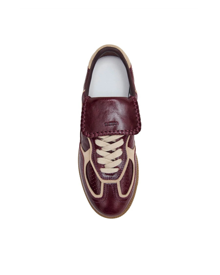 Alohas Low-Profile Burgundy Leather Sneakers With Signature Logo