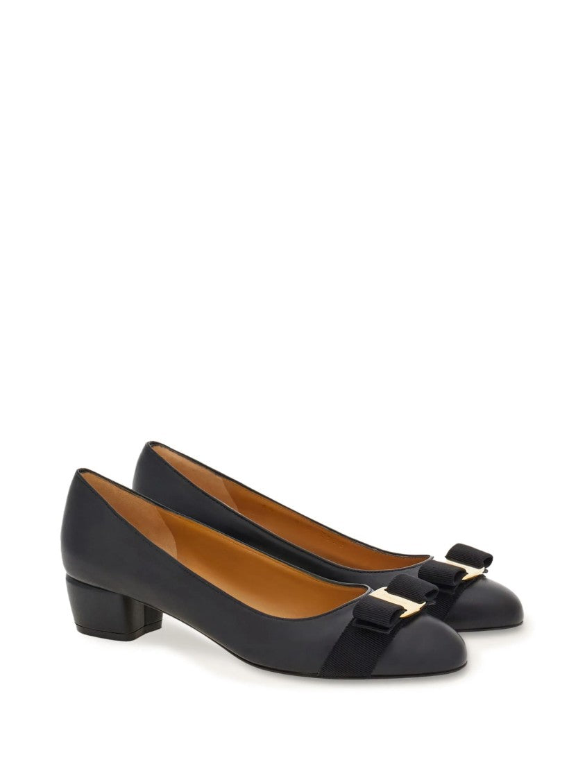 Salvatore Ferragamo Leather Vara Soft Grosgrain Bow Flats