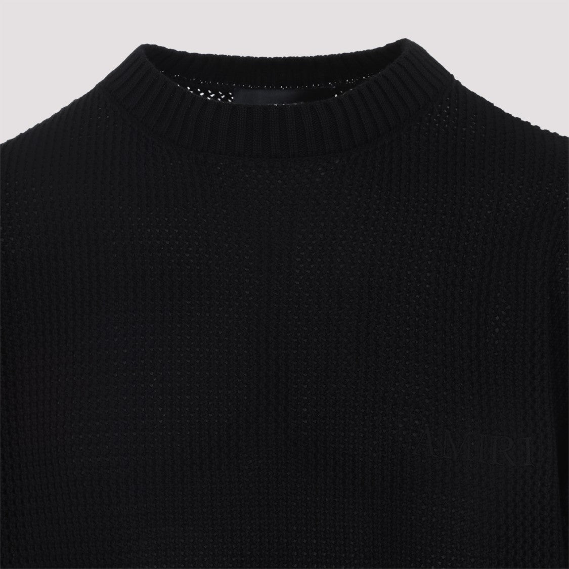 Amiri Black Cotton Crochet Mesh T-Shirt