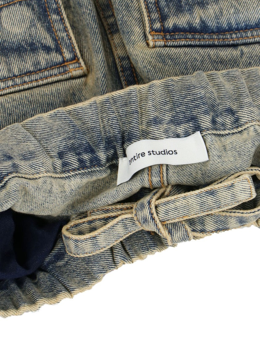 Entire Studios Wide-Leg Denim Shorts With Drawstring Closure