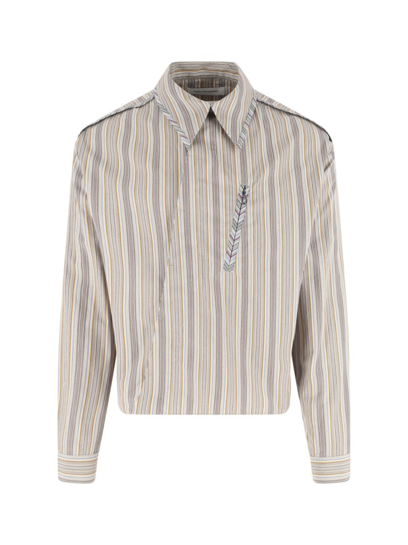 Kiko Kostadinov Beige Striped Diagonal Zip Shirt