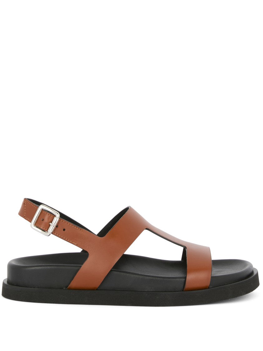 Guglielmo Rotta Brown Leather Sandals With Wide Straps And Ankle Support