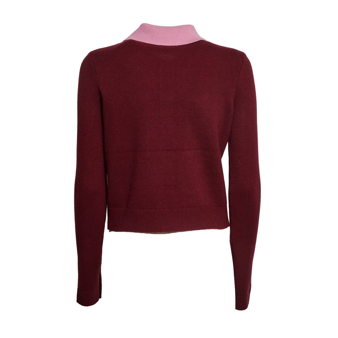 Self-Portrait Burgundy Pink Contrast Collar Knit Top