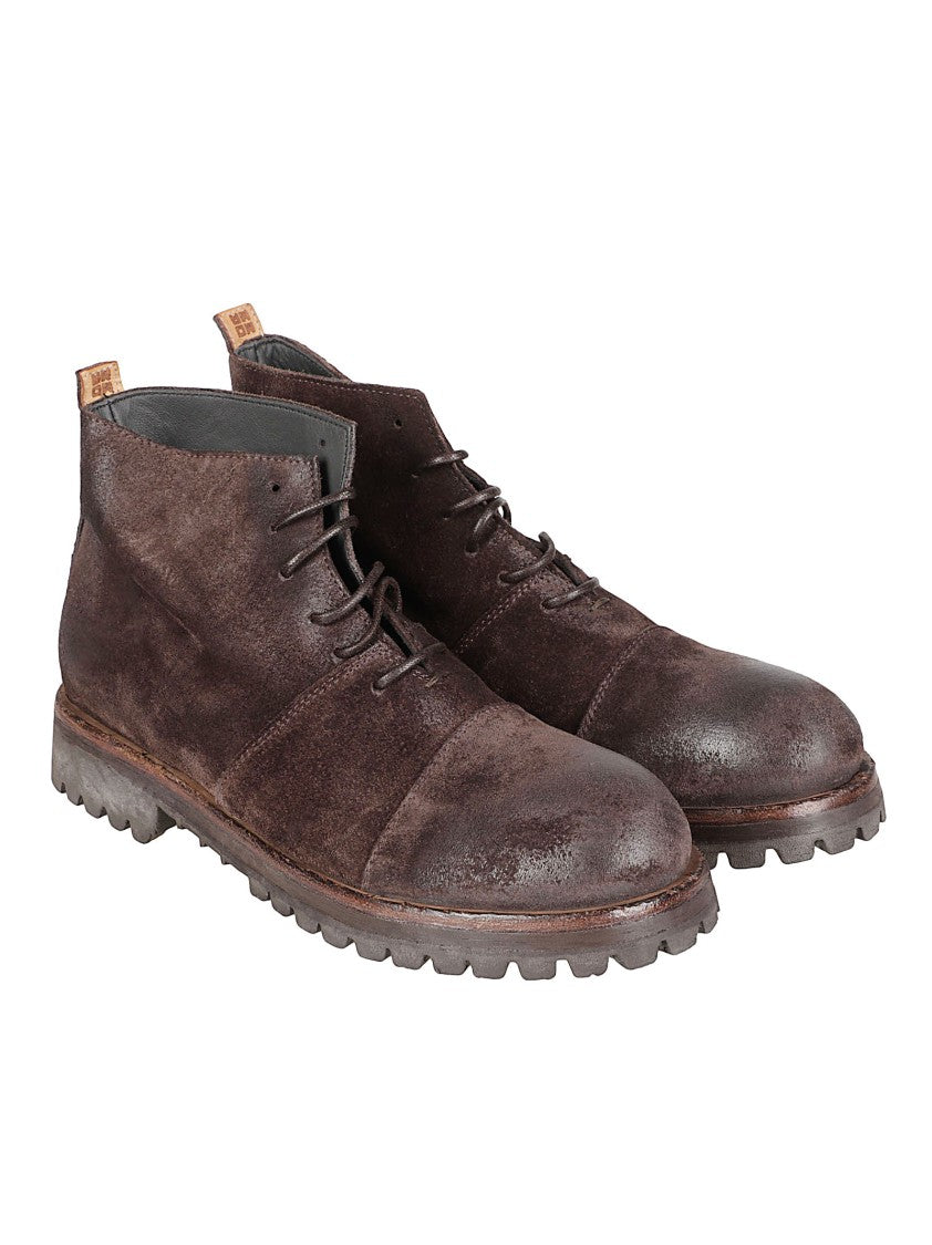 Moma Rugged Low Boots With Distressed Calf Leather Upper