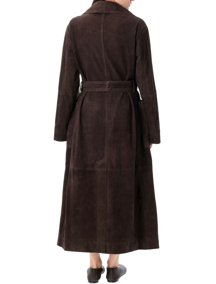 Róhe Long Suede Coat With Wide Lapel